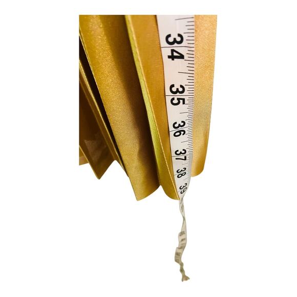 Womens Pleated A Line Midi Evening Skirt High Rise Metallic Gold Medium - Picture 4 of 5